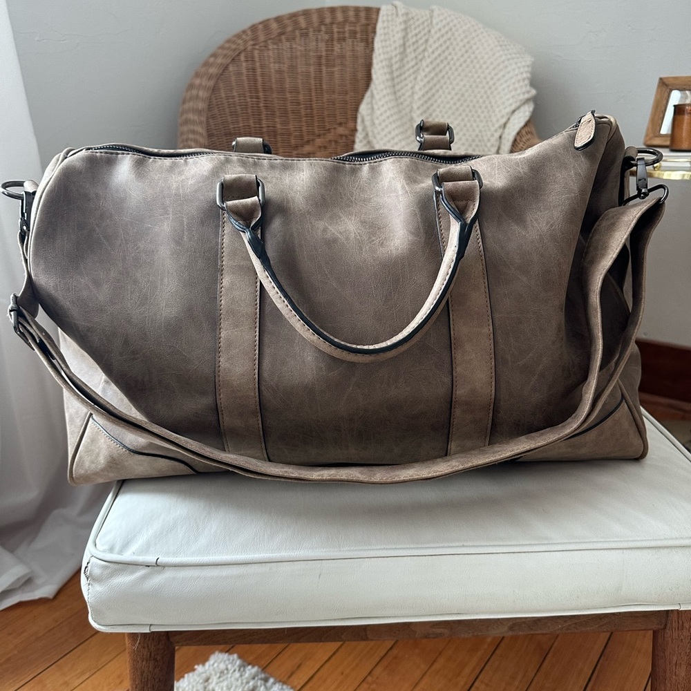 Faux Leather Duffel Bag